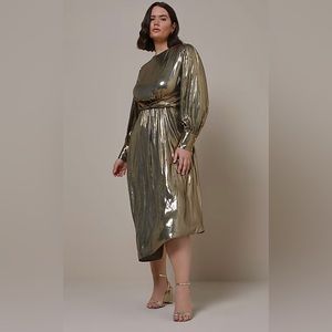 River Island Gold RI Studio twist front dress